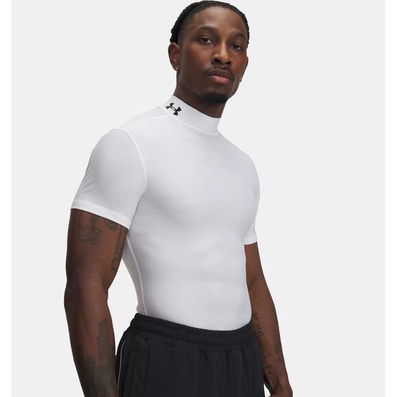 NWT Under Armour HeatGear OG Compression Men's Mock Short Sleeve in White sz XL - Picture 1 of 8